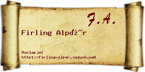 Firling Alpár névjegykártya